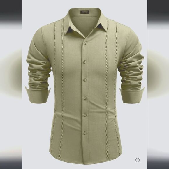 Coofandy embroidered Guayabera  long sleeve sz 2xl - Picture 10 of 12